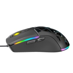 Warp WRP-O12800-B 12800 Dpi Wide RGB Special ABS Texture Reflex Knitted Wired Black Gaming Mouse