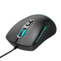 Warp WRP-S12800-B 12800 Dpi Wide RGB Special ABS Texture Reflex Knitted Wired Black Gaming Mouse