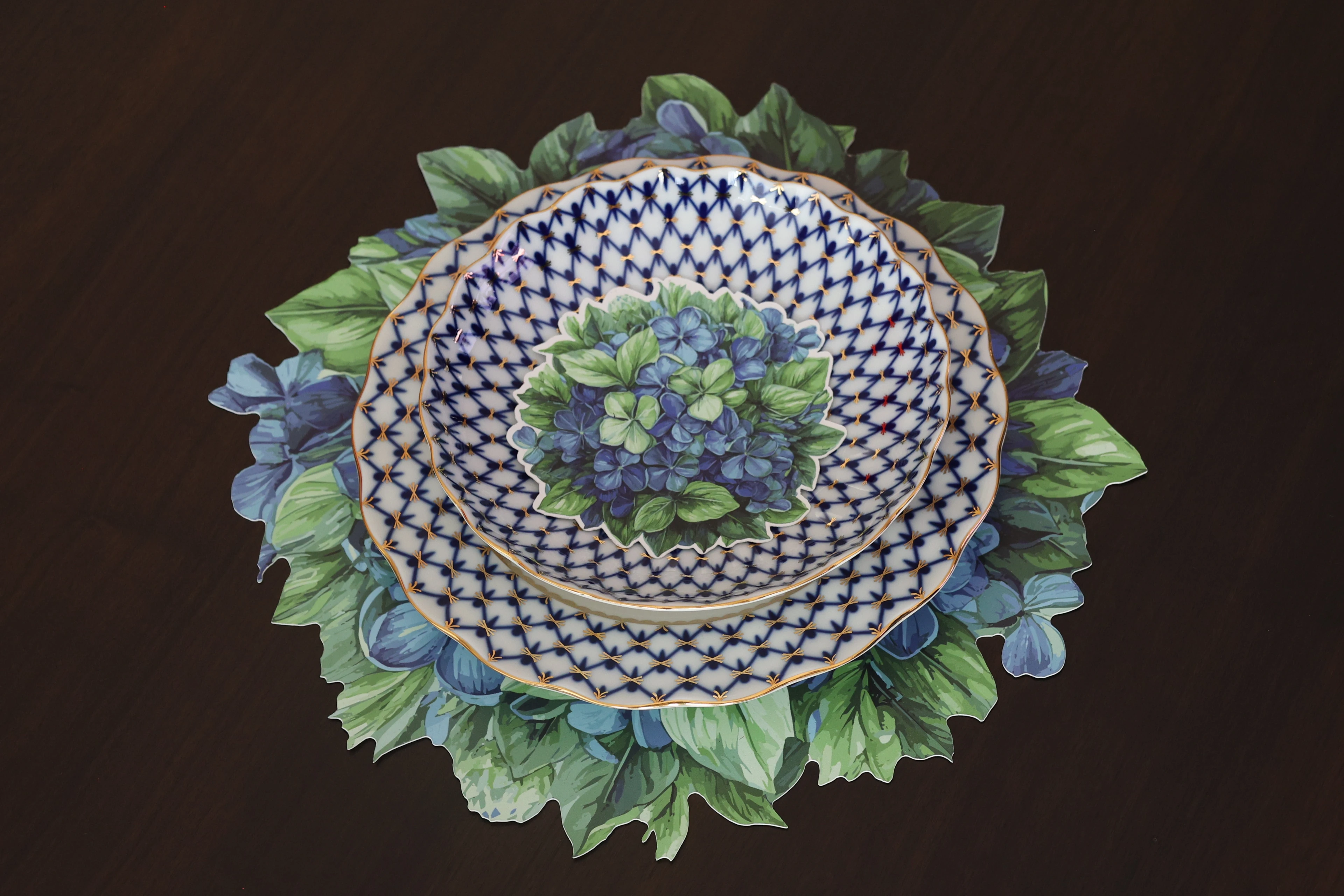 Mavi Ortanca 6'lı Amerikan Servis Seti