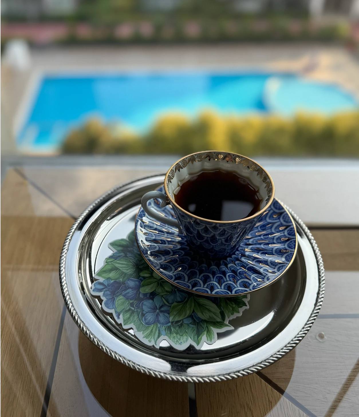 Mavi Ortanca 6'lı Bardak Matı