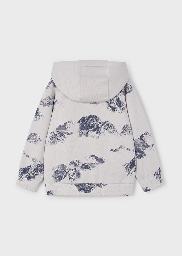 Mayoral Erkek Çocuk Gri Kapüşonlu Dağ Baskılı Sweatshirt | 4-10 Yaş, Kanguru Cepli, Lastikli