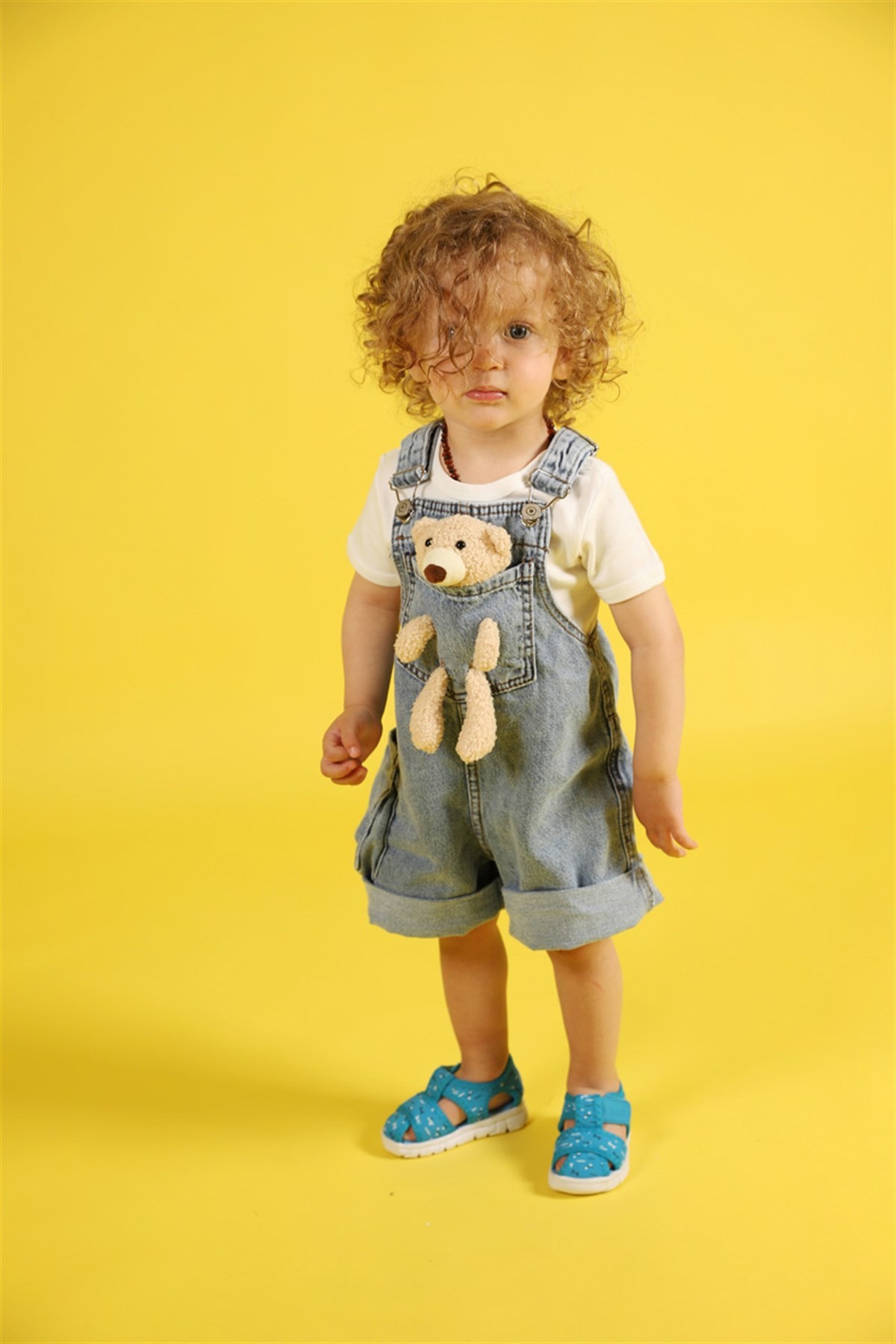 18 Ay- 05 Yaş Unisex Ayıcıklı Kot Şort Salopet