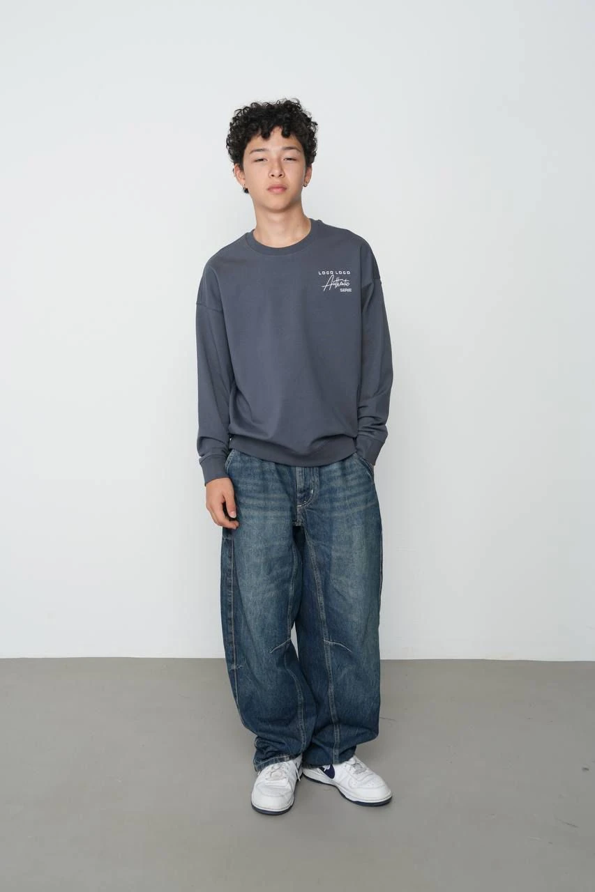 LOCOLOCO 2 İPLİK ARABA BASKILI SWEAT (9-15 YAŞ ARASI) - FÜME