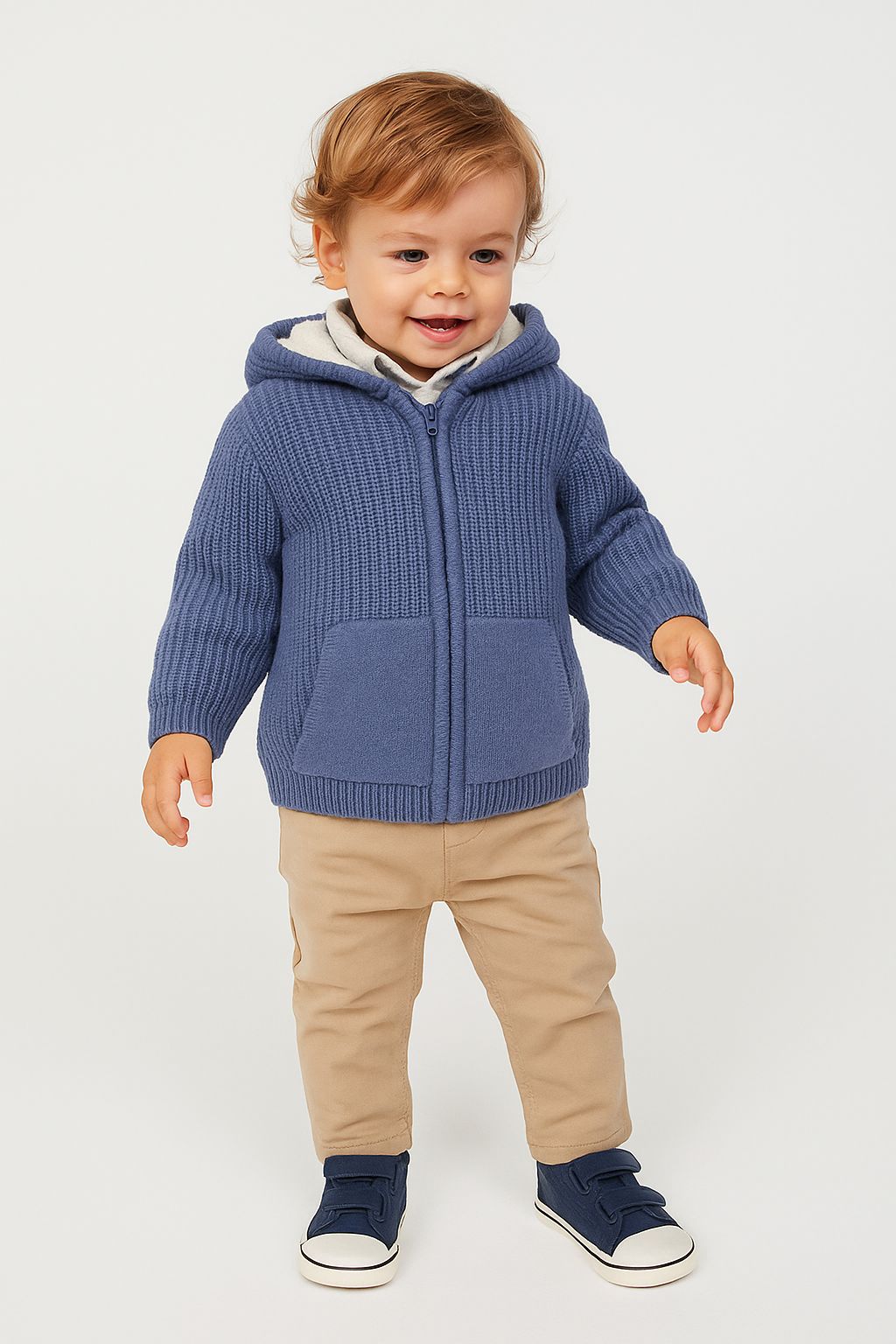 Mayoral 1-4 Yaş Erkek Bebek Mavi Fermuarlı Hırka – Örme, İçi Peluş, %100 Pamuk