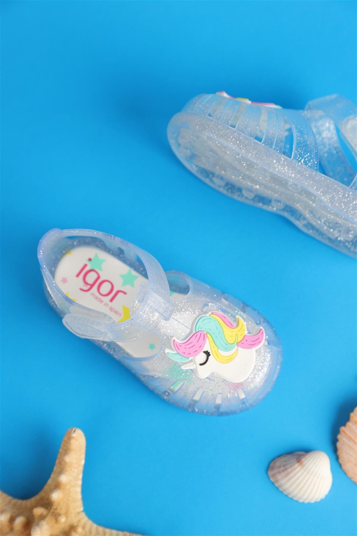 19 - 25 Numara Kız Çocuk Şeffaf İgor Tobby Gloss Unicorn Sandalet