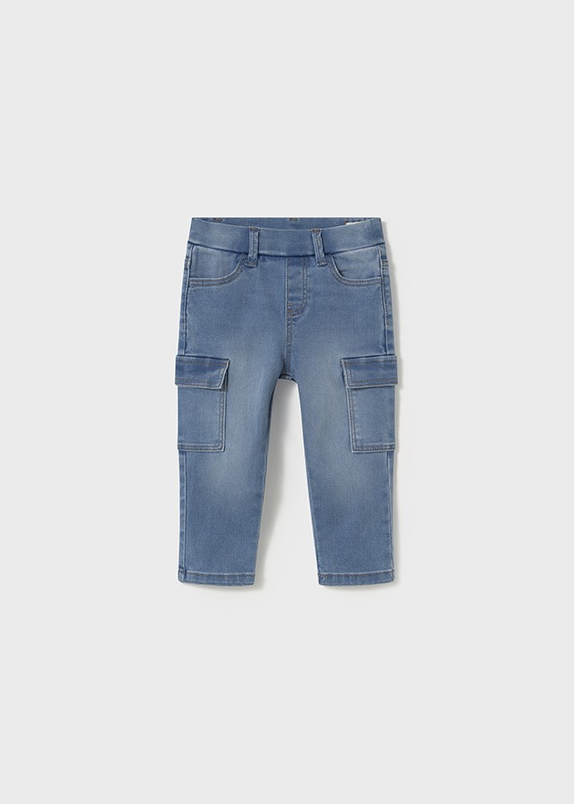 MAYORAL 01-04 YAŞ ERKEK BEBEK KARGO CEP LİKRALI KOT PANTOLON - KOT MAVİSİ