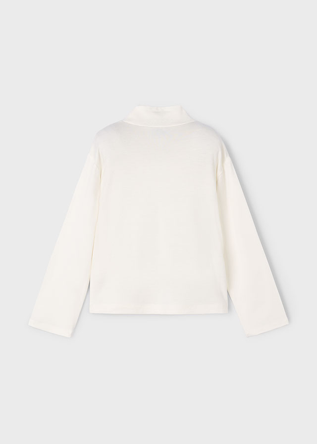 Mayoral Kız Çocuk Krem Balıkçı Yaka Baskılı Bluz | 4-10 Yaş Yumuşak Viskon Kumaş