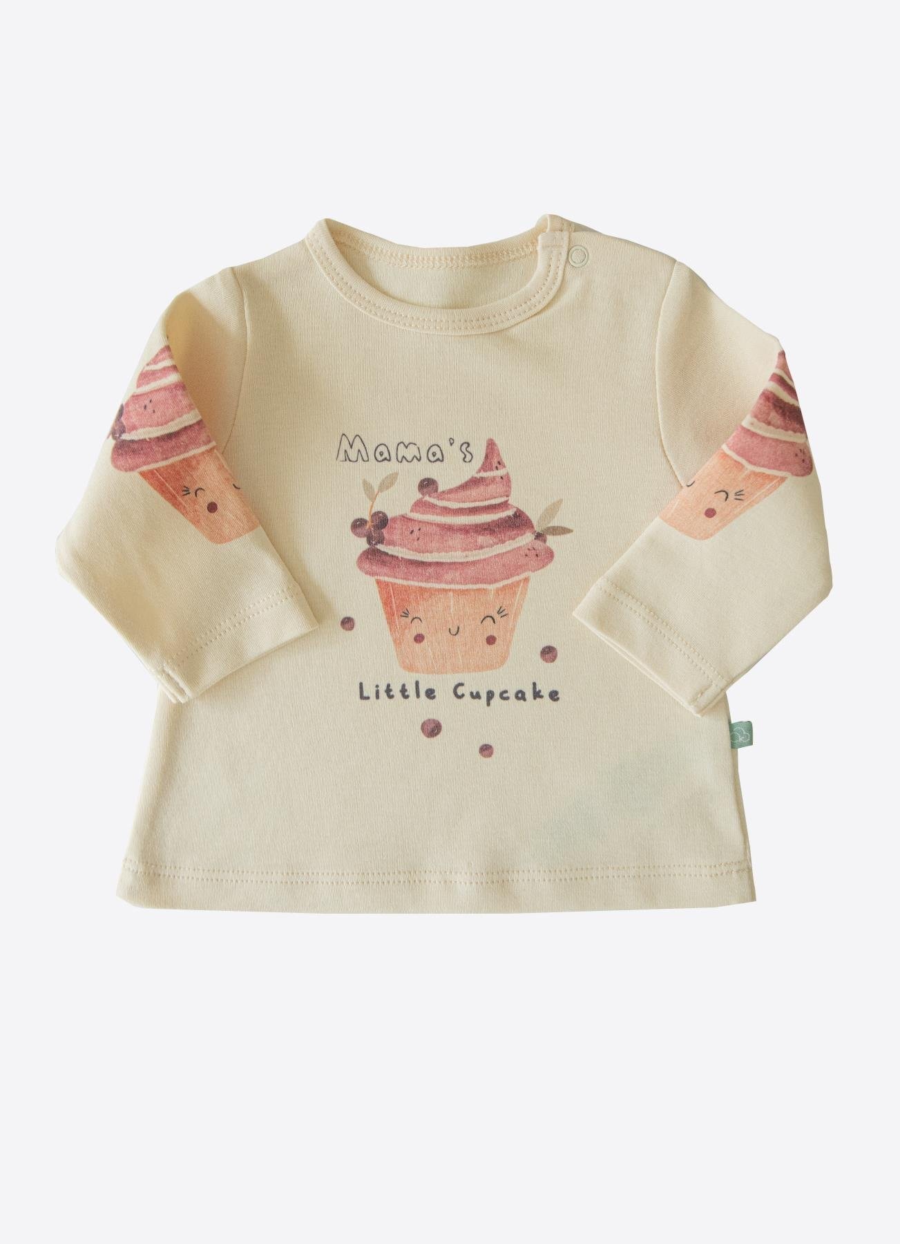 KİTİKATE ORAGNİK LITTLE CUPCAKE İKİLİ TAKIM - BEJ-MURDUM