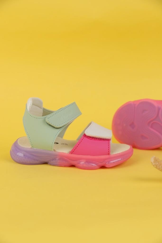 22-25 Numara Kız Çocuk Mint Beyaz Renk Vicco Laura Işıklı Sandalet