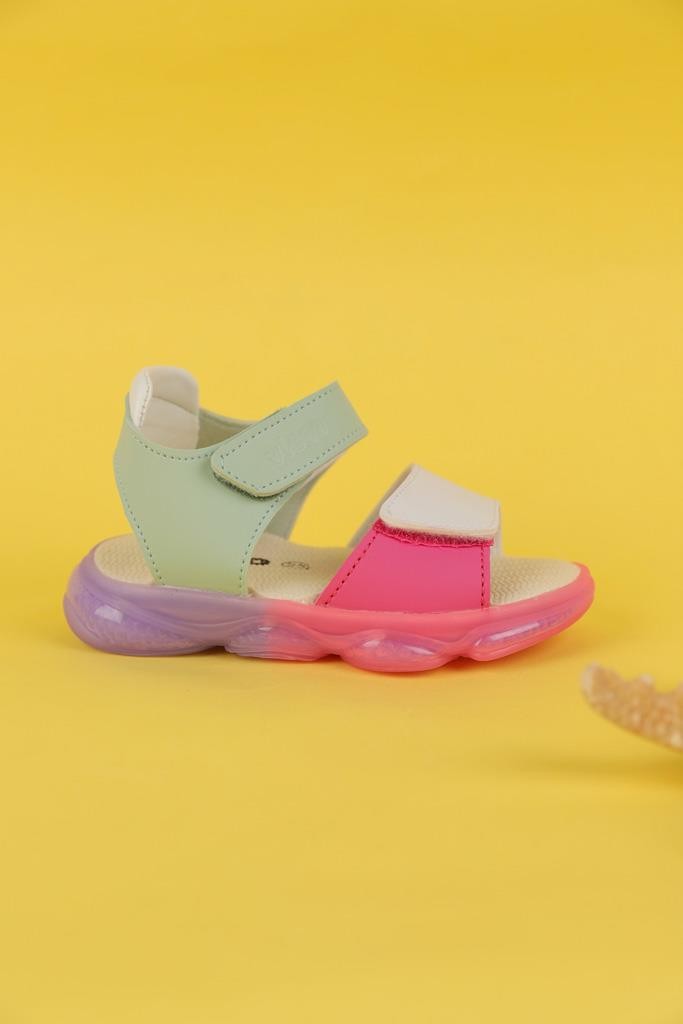 22-25 Numara Kız Çocuk Mint Beyaz Renk Vicco Laura Işıklı Sandalet