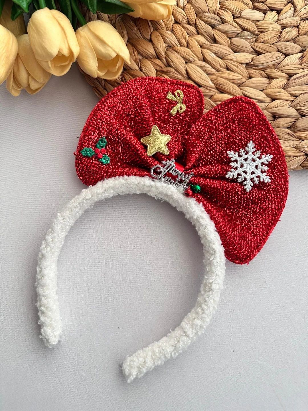 ÜZERİ SİMLİ KAR TANESİ FİYONK MODEL YILBAŞI TAÇ - ÇOK RENKLİ - Kırmızı