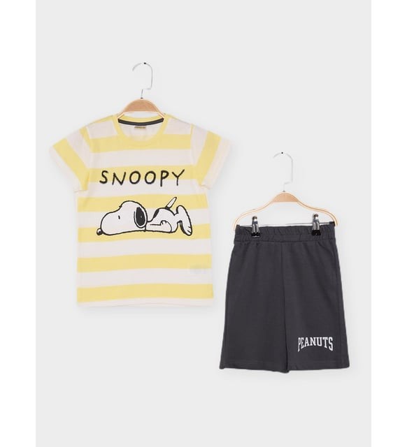02-05 YAŞ ARASI ERKEK ÇOCUK SNOOPY İKİLİ TAKIM - SARI-BEYAZ
