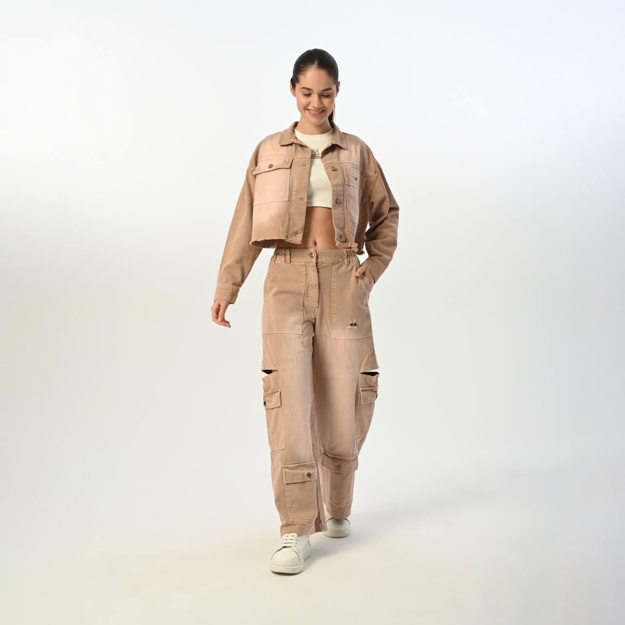 09-15 YAŞ KIZ ÇOCUK CEPLİ GABARDİN PANTOLON - BEJ