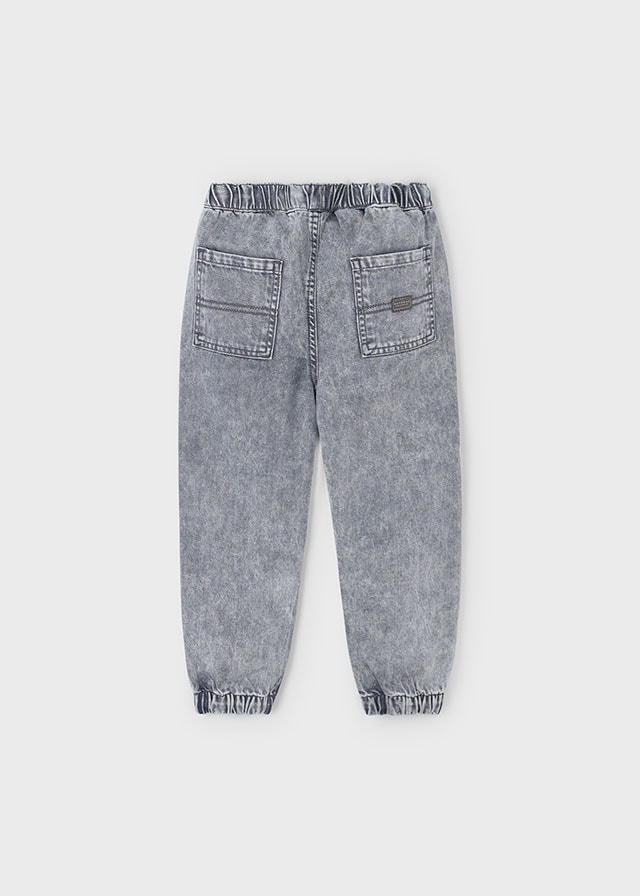 Mayoral Erkek Çocuk Jogger Denim Pantolon – Gri (4-10 Yaş) | Lastikli Bel ve Paça, Cepli, Rahat Kesim