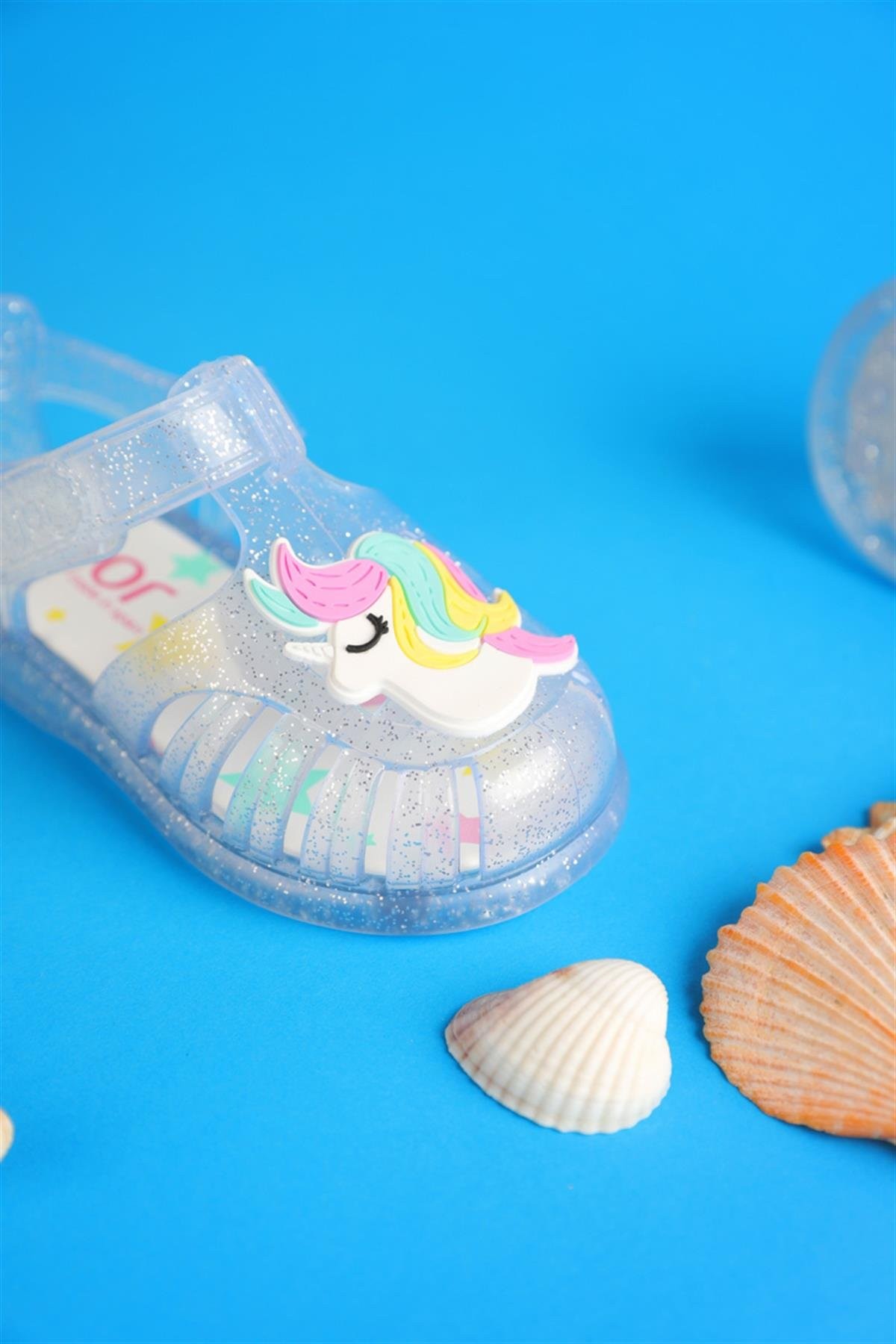 19 - 25 Numara Kız Çocuk Şeffaf İgor Tobby Gloss Unicorn Sandalet