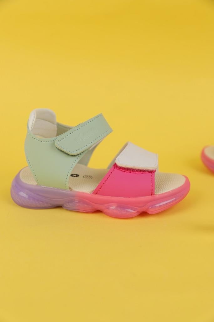 22-25 Numara Kız Çocuk Mint Beyaz Renk Vicco Laura Işıklı Sandalet