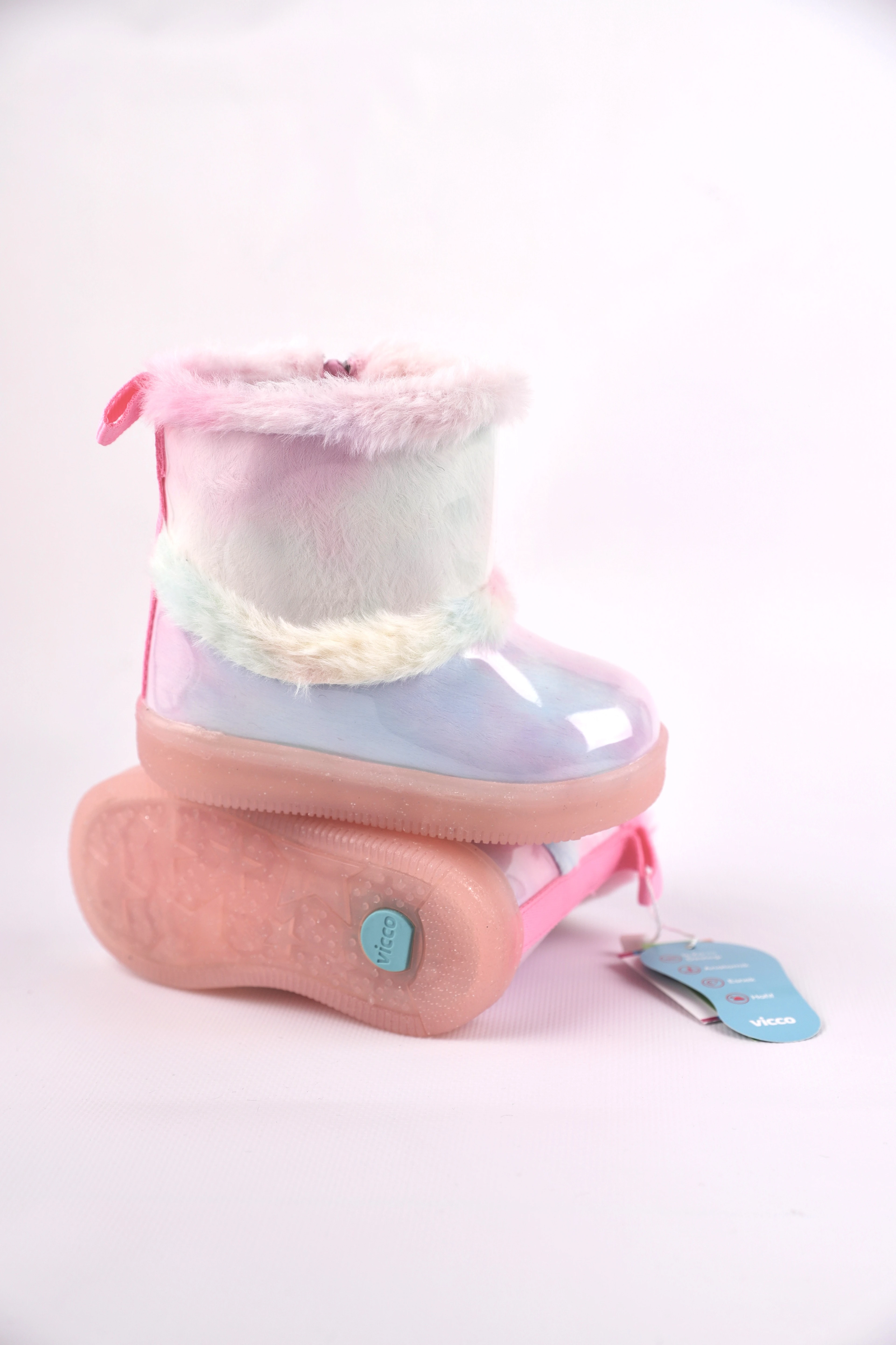 Vicco Peli Işıklı Kürklü Kız Çocuk Bot – Fermuarlı Anatomik Taban | 22-25 Numara