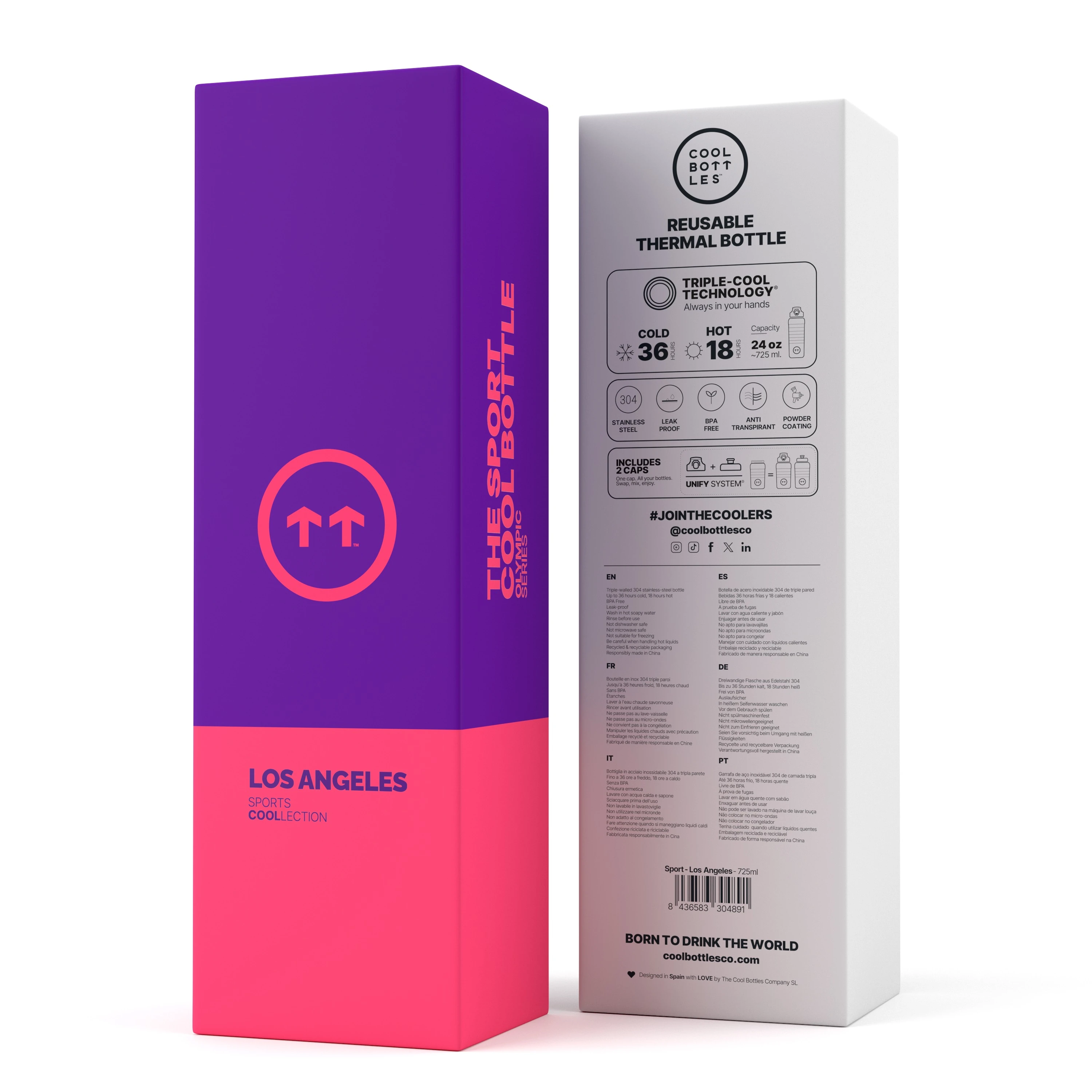 COOL BOTTLES OLYMPIC SERİSİ LOS ANGELES ÇELİK SULUK - 725ML - ÇOK RENKLİ