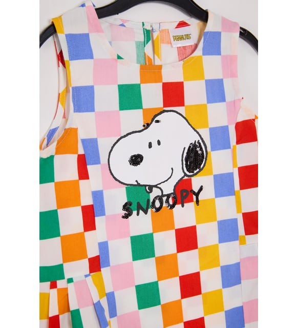 02-05 YAŞ ARASI KIZ ÇOCUK SNOOPY ELBİSE - ÇOK RENKLİ