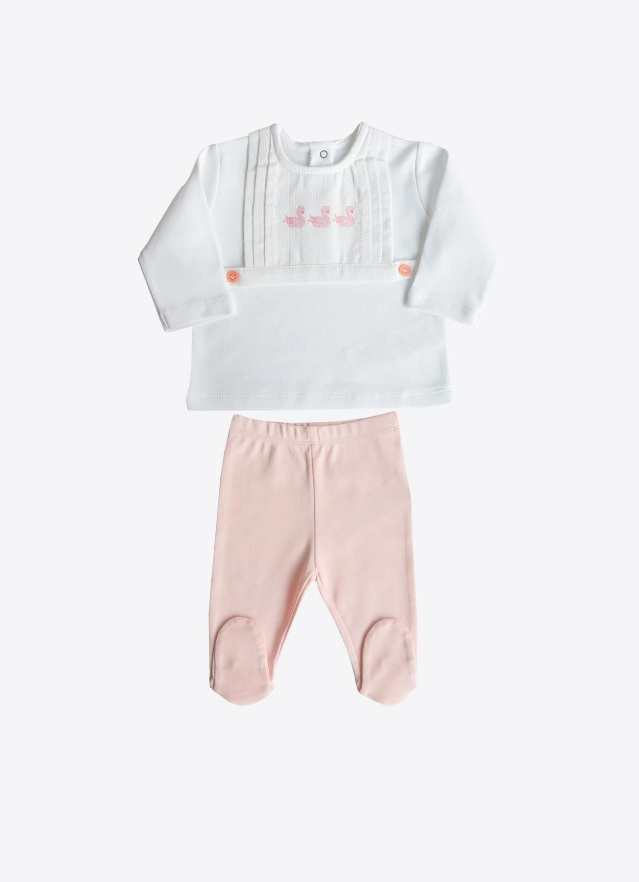 KİTİKATE 0-6 AY ARASI ORGANİK PAMUK SWAN İKİLİ TAKIM - PEMBE
