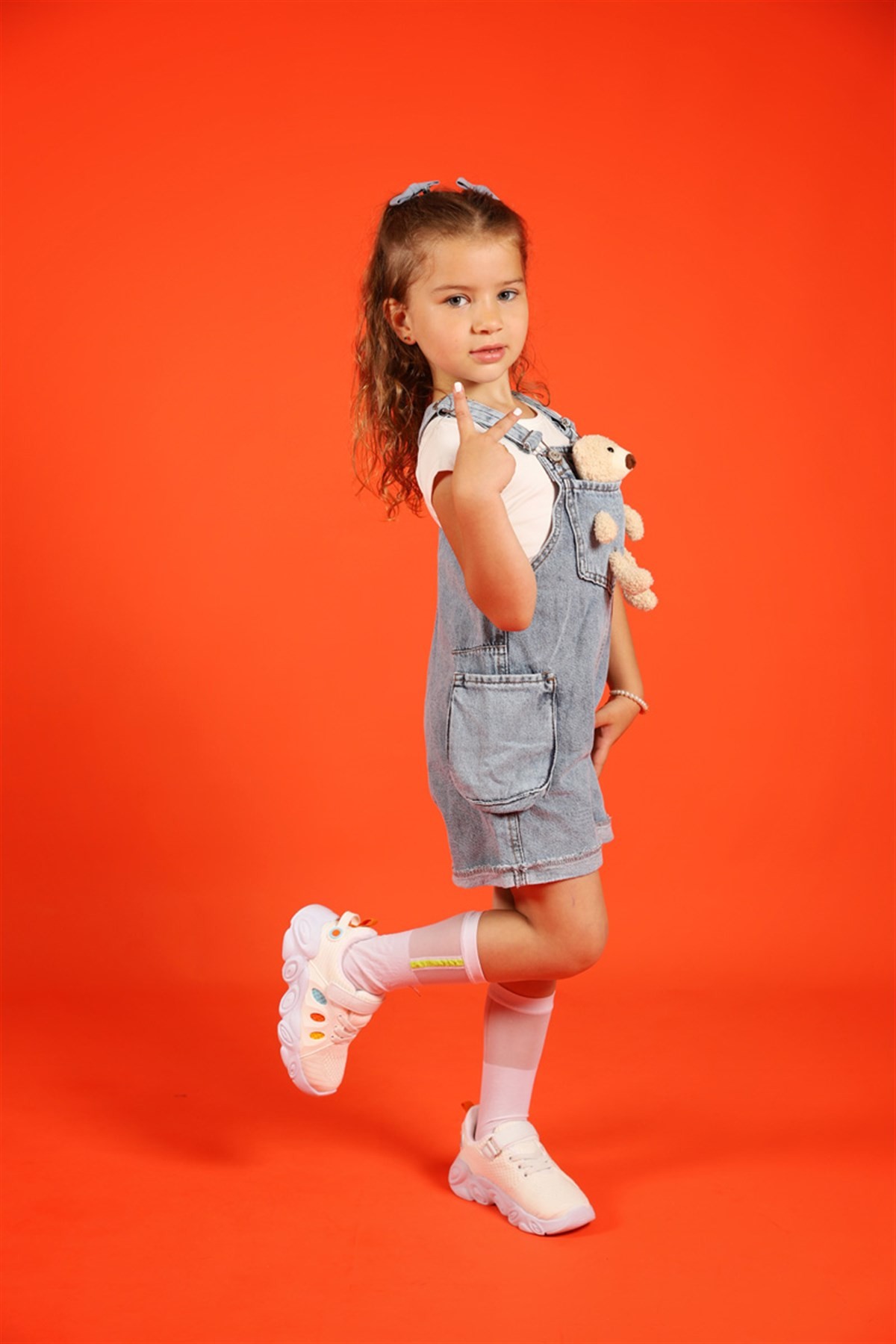 18 Ay- 05 Yaş Unisex Ayıcıklı Kot Şort Salopet