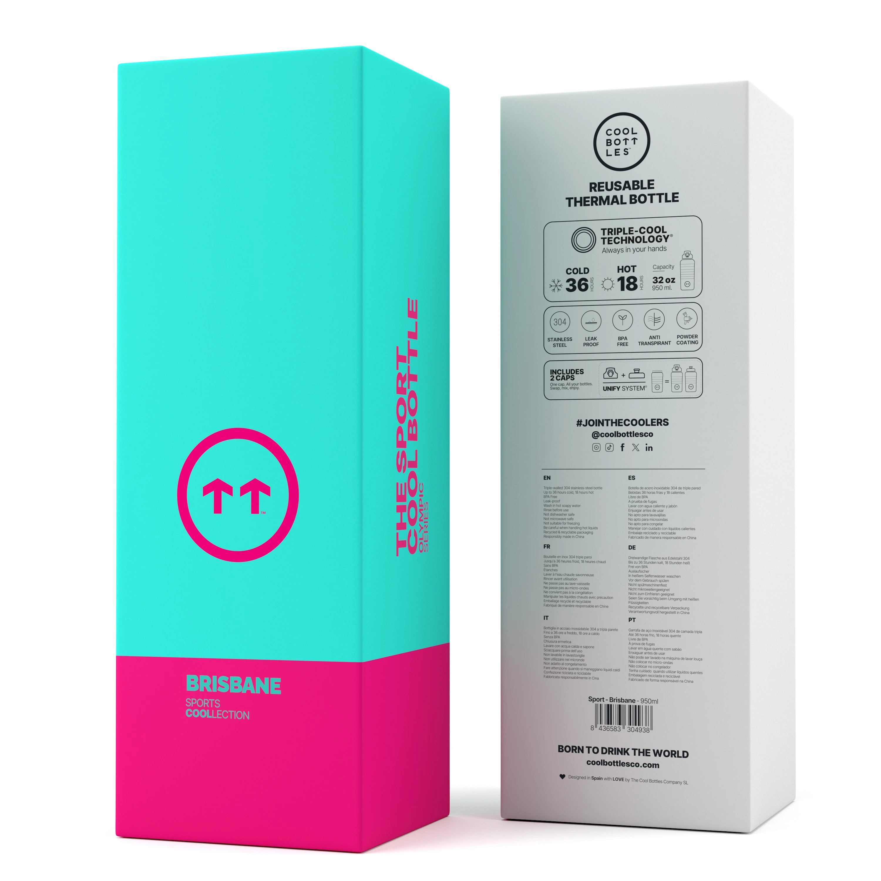COOL BOTTLES OLYMPIC SERİSİ BRİSBANE ÇELİK SULUK - 950 ML - ÇOK RENKLİ