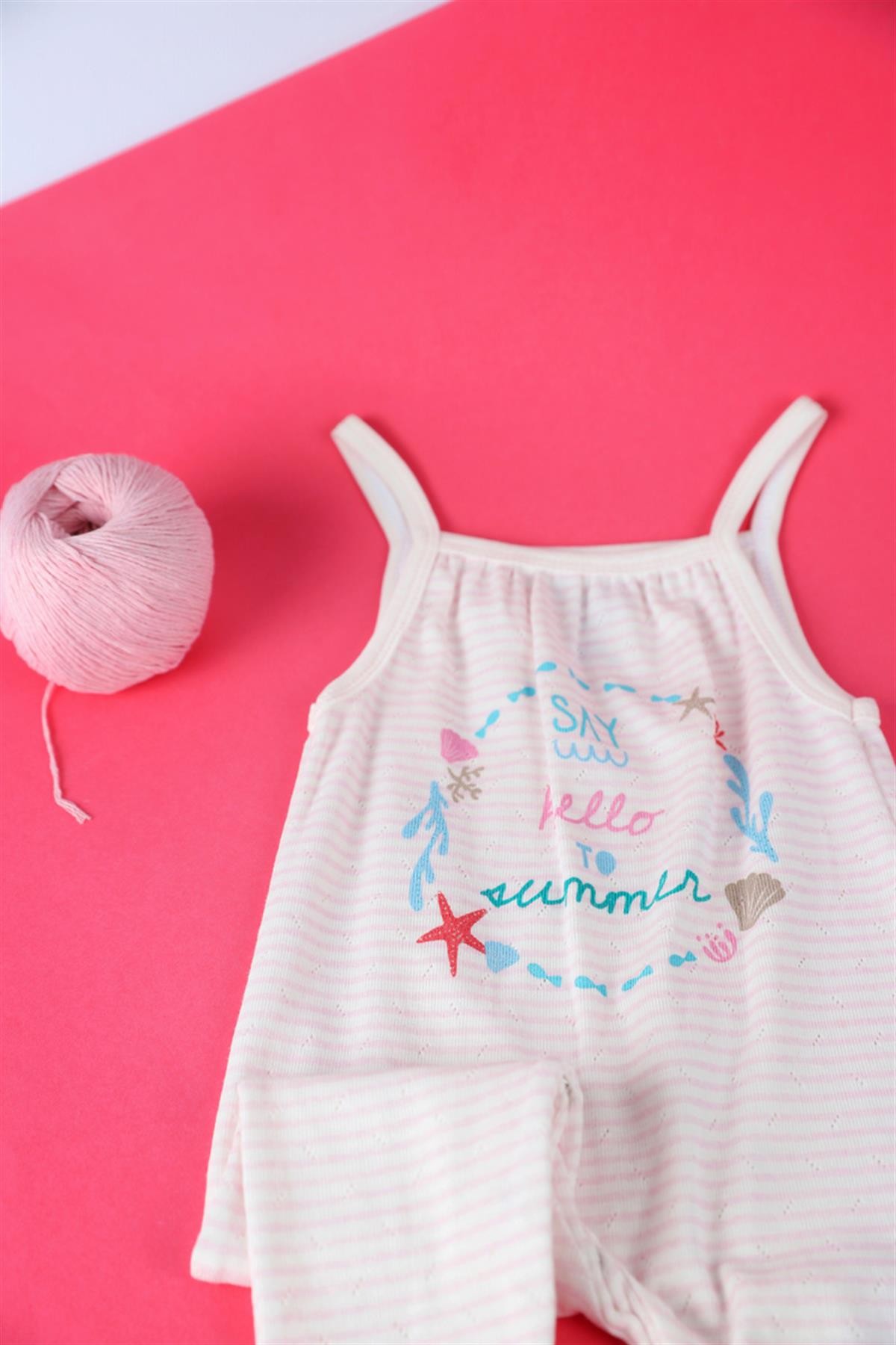 03-24 Ay Kız Bebek Pembe Askılı Uzun Tulum