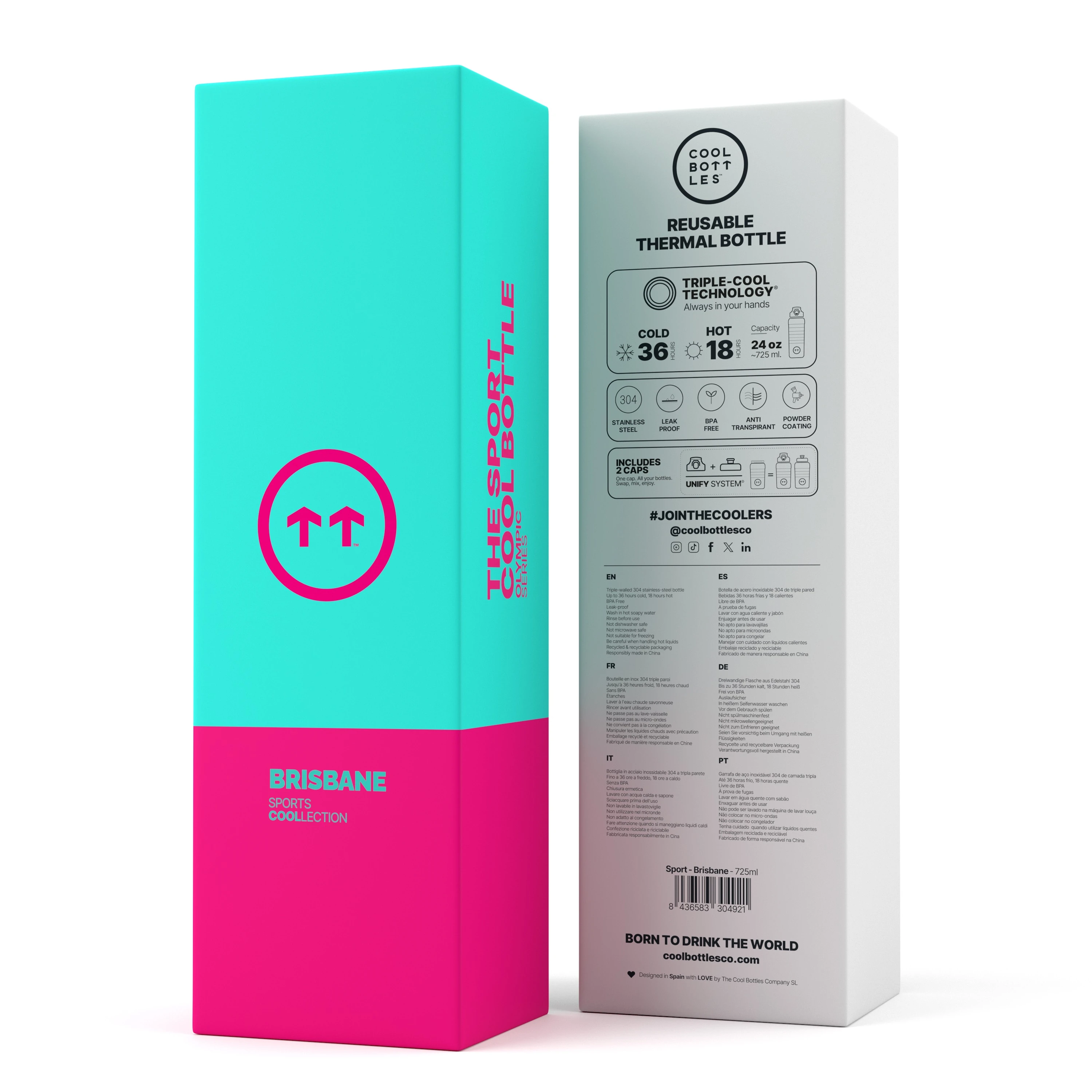 COOL BOTTLES OLYMPIC SERİSİ BRİSBANE ÇELİK SULUK - 725ML - ÇOK RENKLİ