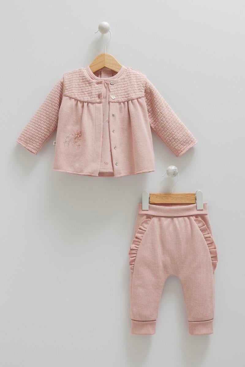 Caramell 03-18 Ay Kız Bebek Gül Kurusu Renk Mini Point Üçlü Takım