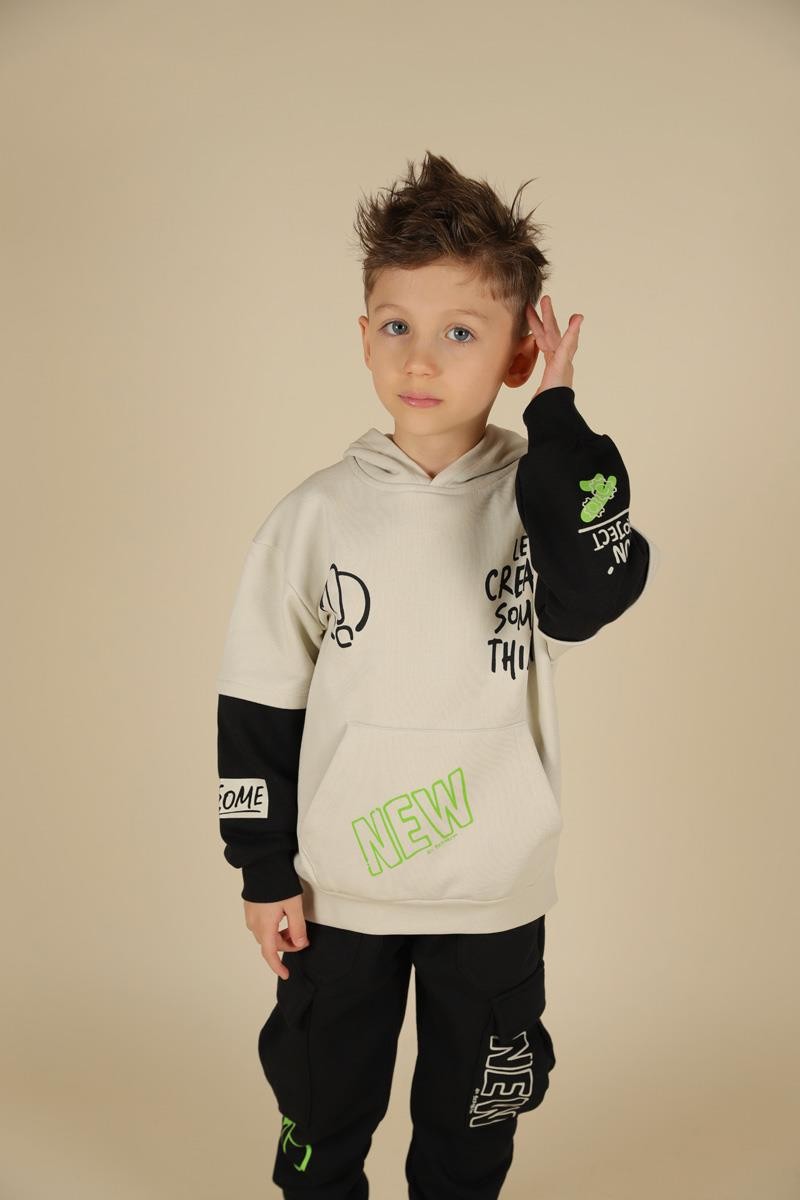 04-08 Yaş Erkek Çocuk Gri Renk Super Sweat Pantolon Takım