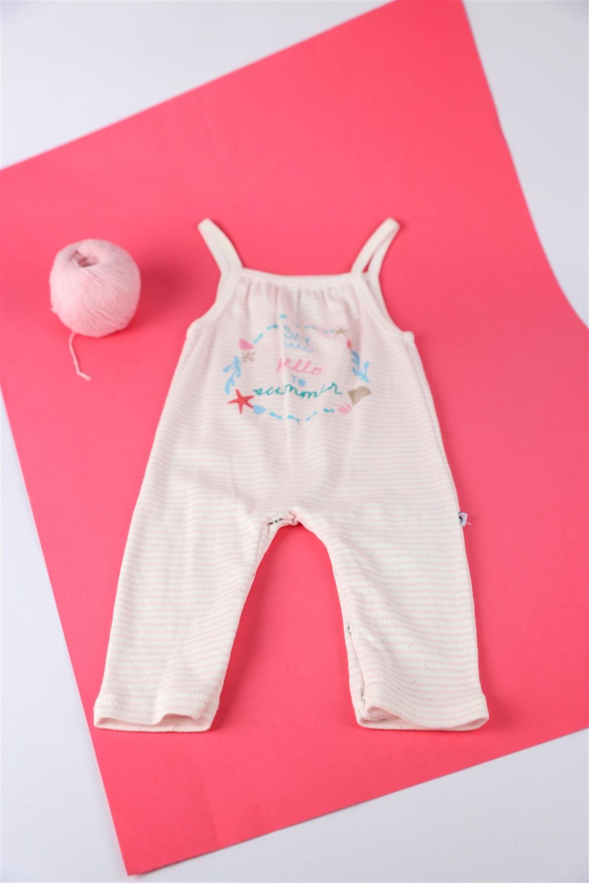 03-24 Ay Kız Bebek Pembe Askılı Uzun Tulum