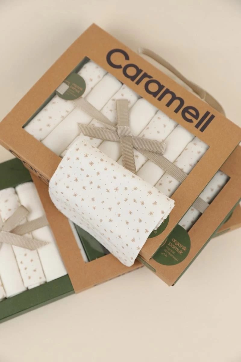CARAMELL 7 Lİ ORGANİK MENDİL SET - EKRU