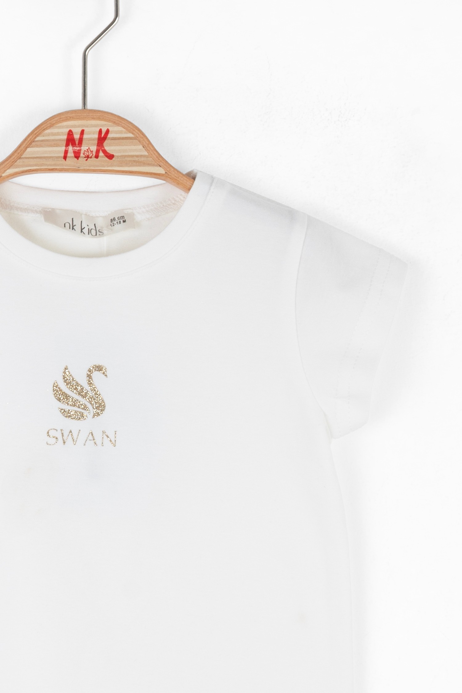 01-04 YAŞ KIZ BEBEK SWAN HIRKA T-SHİRT TAKIM - KREM