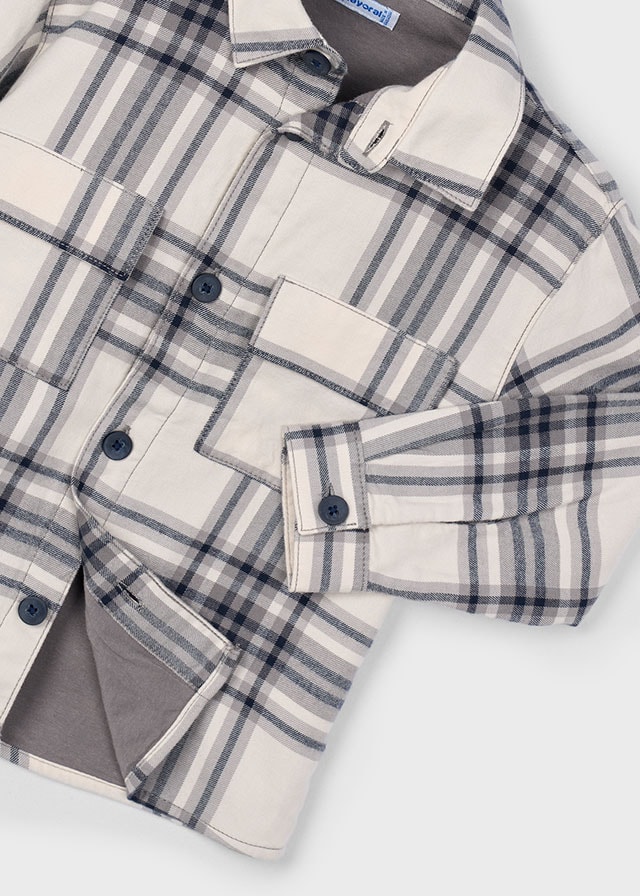 Mayoral Erkek Çocuk Gömlek – Gri Ekose (4-10 Yaş) | %100 Pamuk – Düğmeli, Pamuk Astarlı