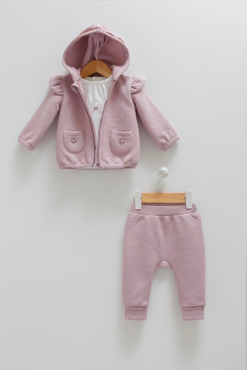 Caramell 01-12 Ay Kız Bebek Lila Renk Mini Girl Üçlü Takım