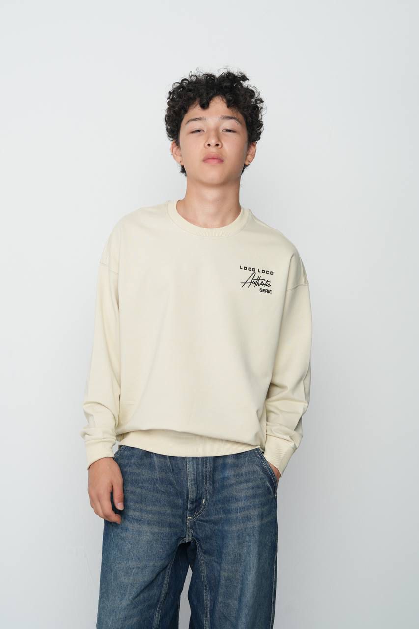 LOCOLOCO 2 İPLİK ARABA BASKILI SWEAT (9-15 YAŞ ARASI) - BEJ