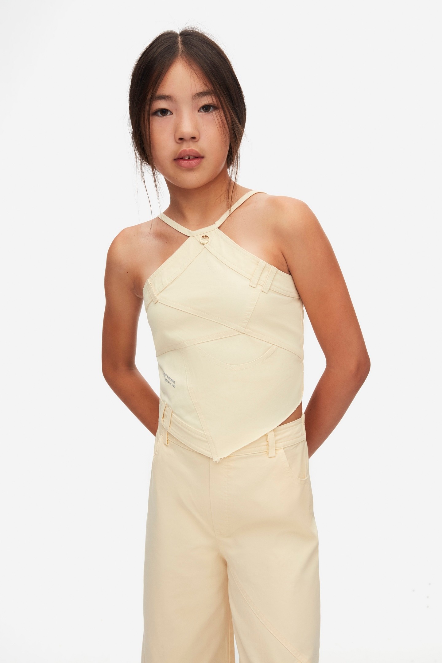 10-16 YAŞ KREM PARÇALI CROP - KREM