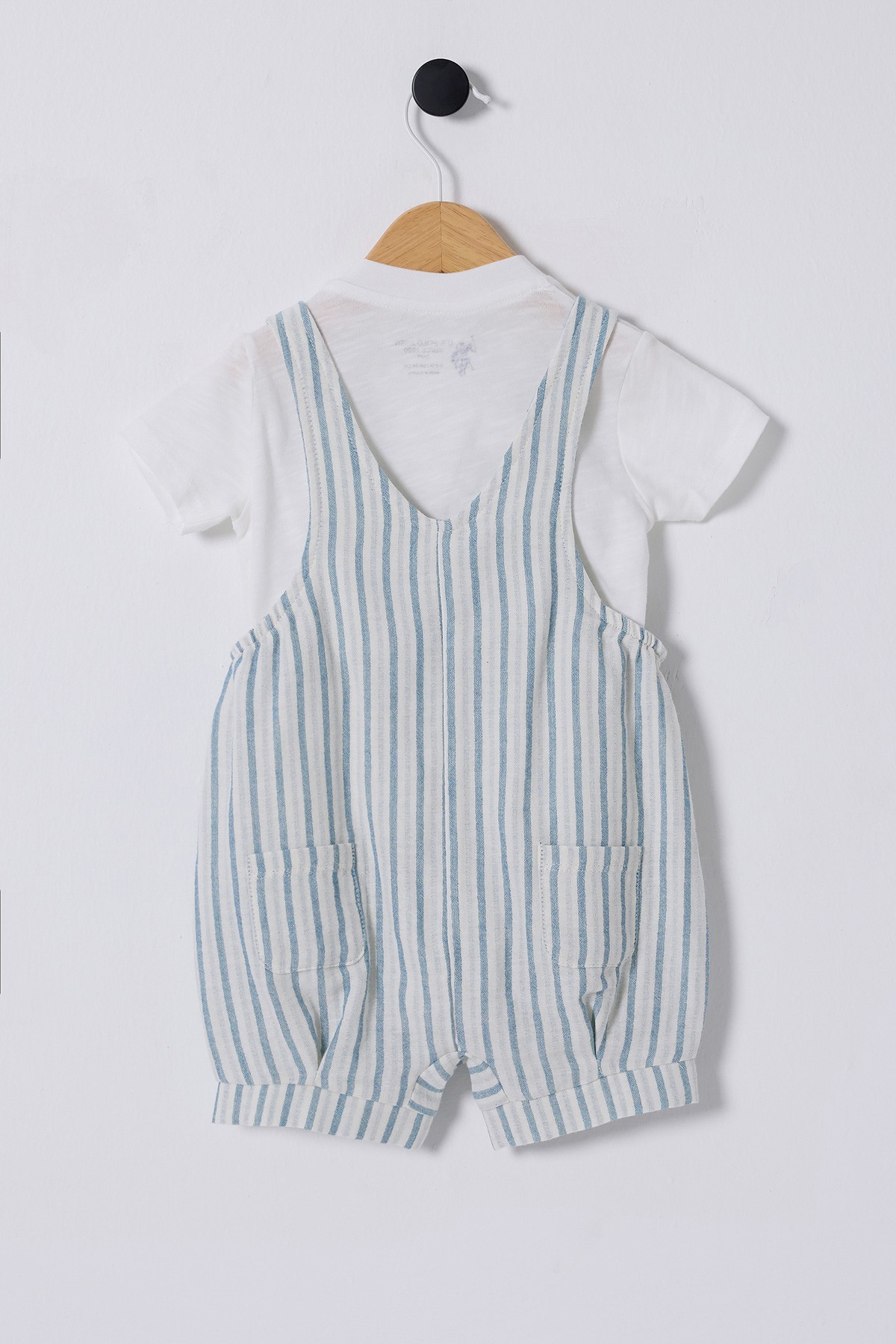 06-36 AY ERKEK BEBEK POLO BEYAZ SALOPET İKİLİ TAKIM - BEYAZ-MAVİ