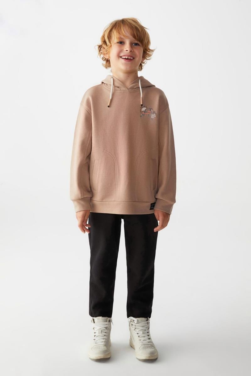 04-08 Yaş Erkek Çocuk Siyah Camel Renk Story Sweat Pantolon Takım