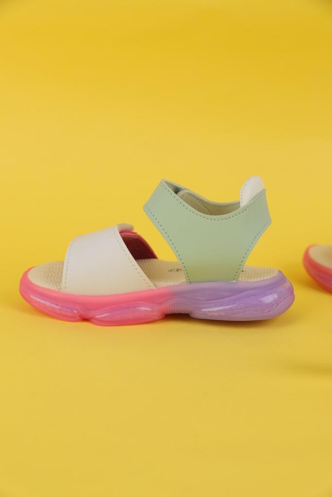 22-25 Numara Kız Çocuk Mint Beyaz Renk Vicco Laura Işıklı Sandalet