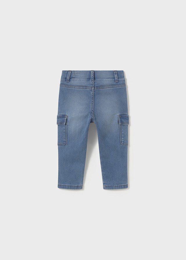 MAYORAL 01-04 YAŞ ERKEK BEBEK KARGO CEP LİKRALI KOT PANTOLON - KOT MAVİSİ