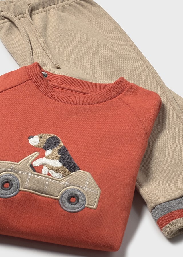 Mayoral Erkek Bebek 3'lü Takım (1-4 Yaş) – Köpek Baskılı Sweatshirt ve 2 Adet Eşofman Altı