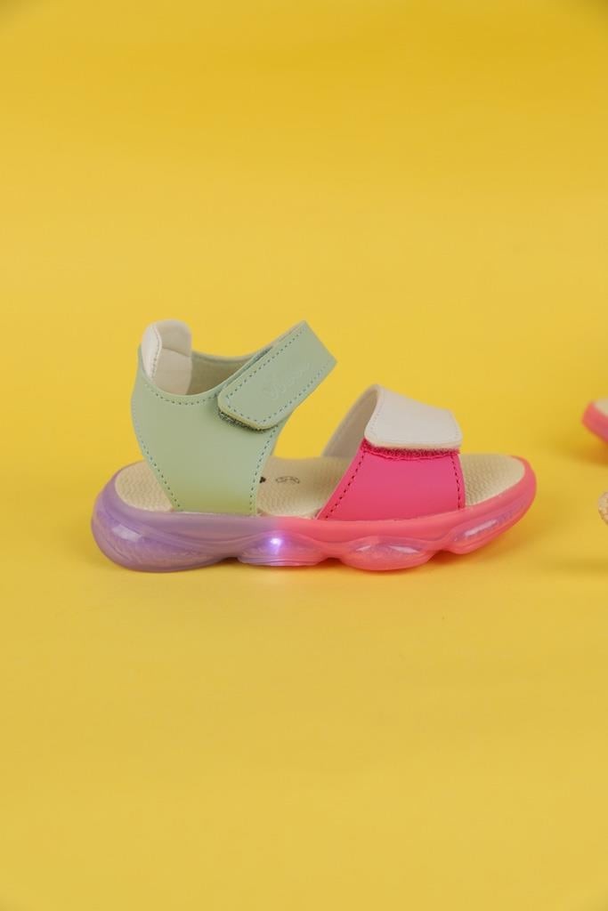 22-25 Numara Kız Çocuk Mint Beyaz Renk Vicco Laura Işıklı Sandalet