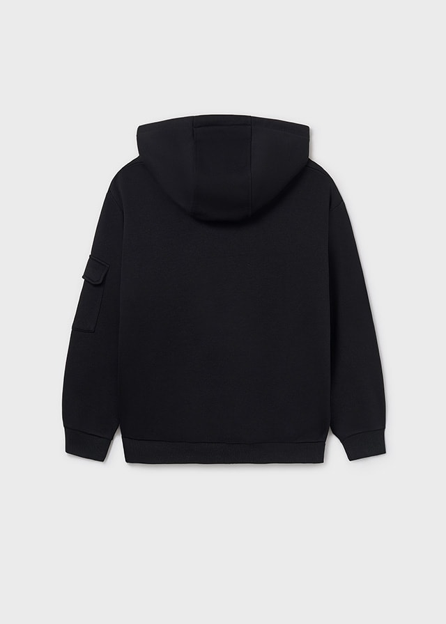 Mayoral Erkek Çocuk Siyah Kapüşonlu Şardonlu Sweatshirt | 10-16 Yaş, Cepli, Baskılı
