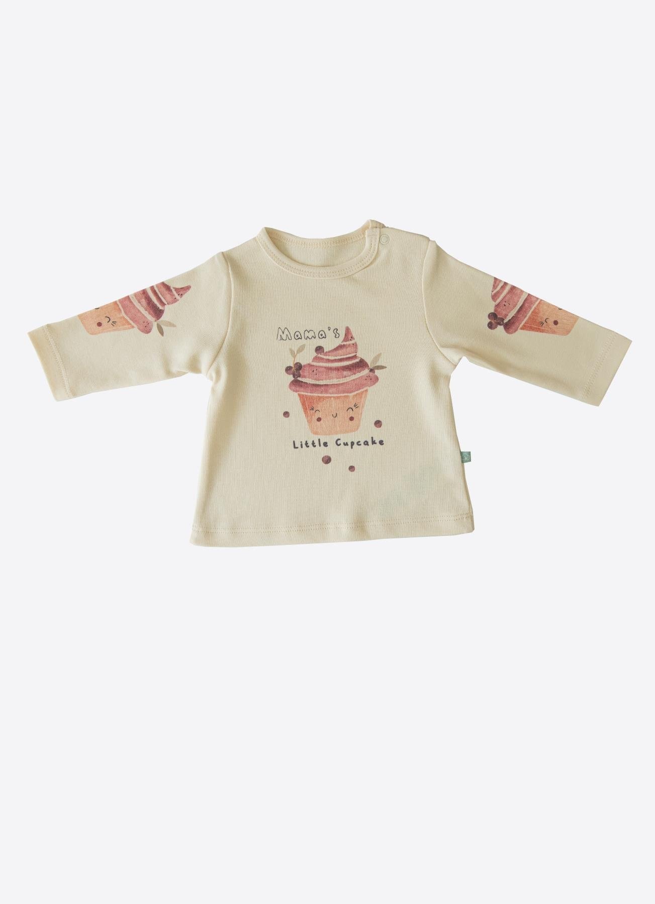 KİTİKATE ORAGNİK LITTLE CUPCAKE İKİLİ TAKIM - BEJ-MURDUM