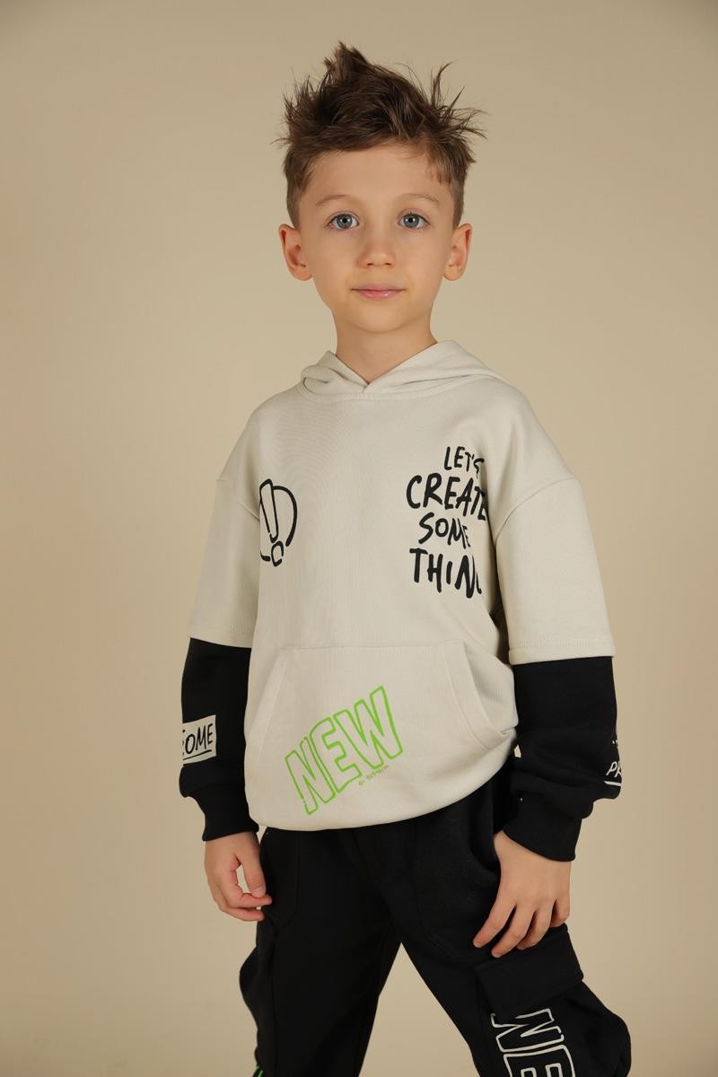 04-08 Yaş Erkek Çocuk Gri Renk Super Sweat Pantolon Takım