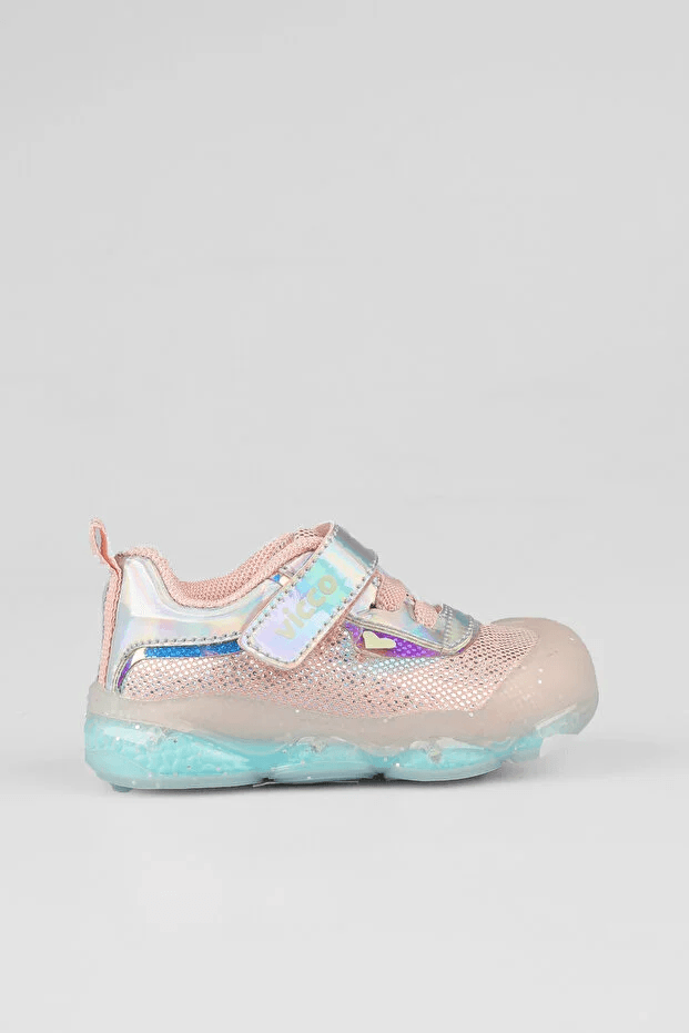 Vicco Pety 22-25 Numara Kız Çocuk Pudra Işıklı Cırtlı Spor Ayakkabı – Anatomik Taban Aya Destek