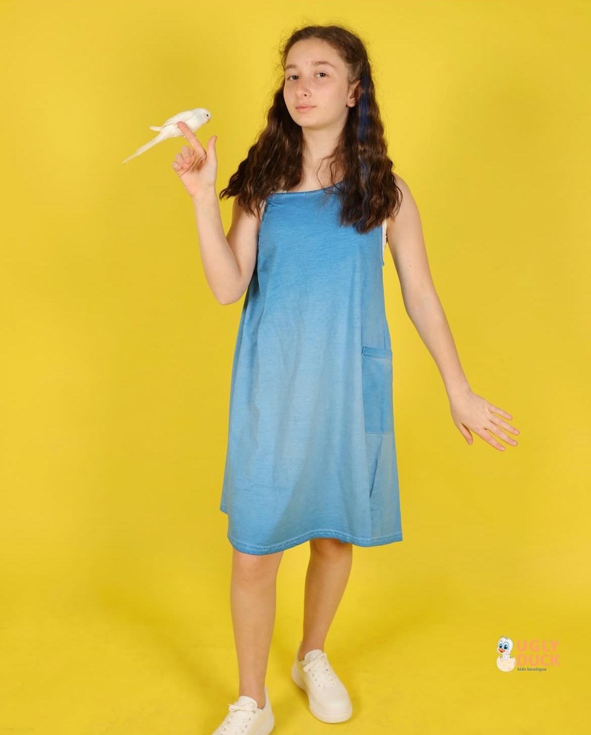 09-14 YAŞ KIZ ÇOCUK MAVİ ELBİSE SET - MAVİ