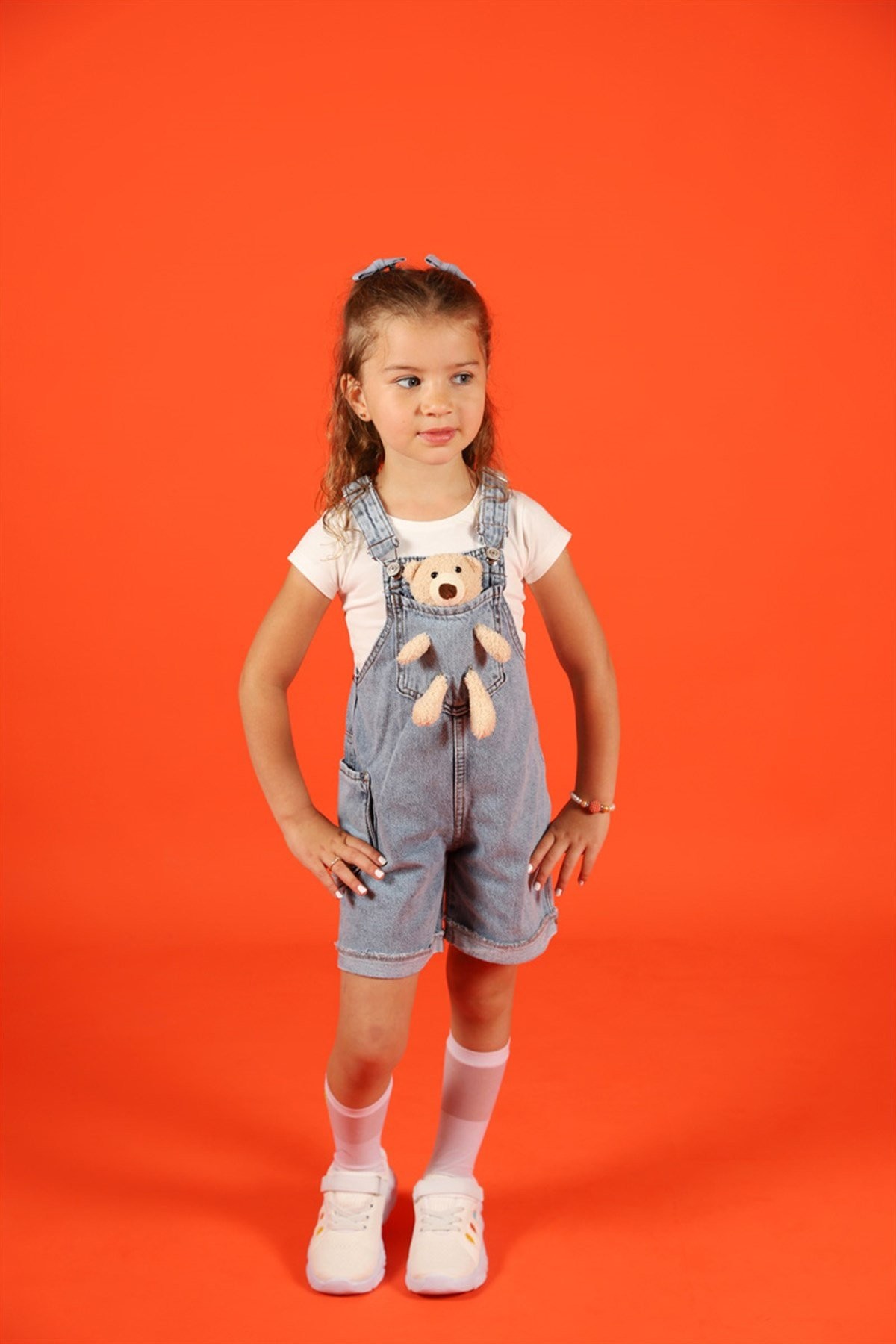 18 Ay- 05 Yaş Unisex Ayıcıklı Kot Şort Salopet