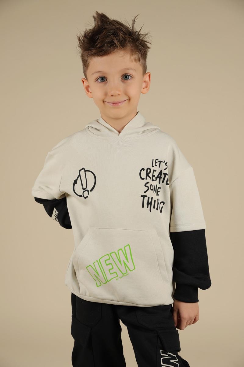 04-08 Yaş Erkek Çocuk Gri Renk Super Sweat Pantolon Takım